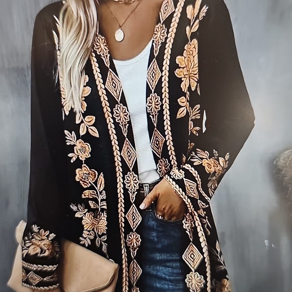 NWOT Zagros Lightweight Retro Long Sleeved Open Paisley Cardigan Small